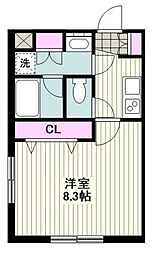 b'CASA港町 1Kの間取図画像