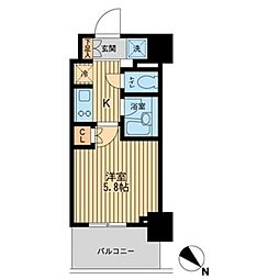 レジディア川崎 1Kの間取図画像