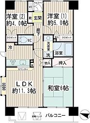 コスモ川崎アーバンフォルム 3LDKの間取図画像