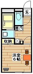 東武野田線 七里駅 徒歩17分の賃貸アパート 2階1Kの間取り