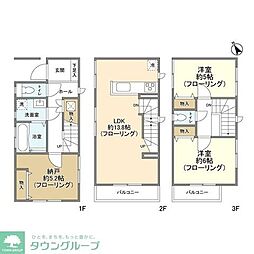JR京浜東北・根岸線 北浦和駅 徒歩15分の賃貸一戸建て 2SLDKの間取り