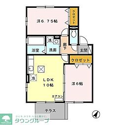 埼玉新都市交通 東宮原駅 徒歩12分の賃貸アパート 1階2LDKの間取り