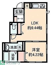 JR川越線 指扇駅 徒歩13分の賃貸アパート 1階1LDKの間取り