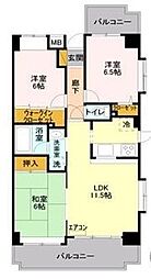 JR高崎線 宮原駅 徒歩7分の賃貸マンション 4階3LDKの間取り