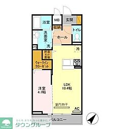 JR高崎線 北上尾駅 徒歩8分の賃貸アパート 3階1LDKの間取り