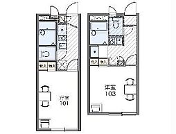 東武日光線 南栗橋駅 徒歩20分の賃貸アパート 2階1Kの間取り