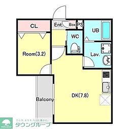 東武野田線 大和田駅 徒歩12分の賃貸アパート 1階1DKの間取り