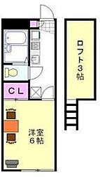 JR東北本線 東大宮駅 徒歩27分の賃貸アパート 2階1Kの間取り
