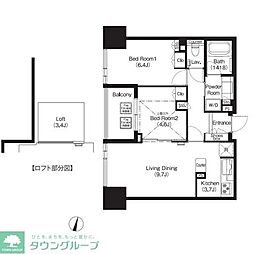 JR埼京線 大宮駅 徒歩8分の賃貸マンション 12階2LDKの間取り