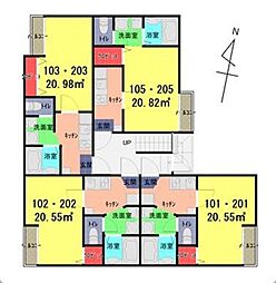 東武野田線 大和田駅 徒歩15分の賃貸アパート 1階1Kの間取り