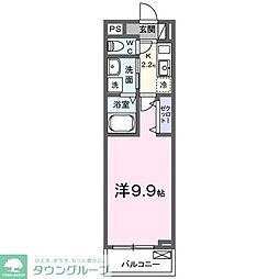 JR東北本線 蓮田駅 徒歩21分の賃貸アパート 2階1Kの間取り