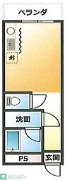 湘南新宿ライン宇須 土呂駅 徒歩10分の賃貸マンション 2階ワンルームの間取り