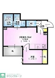 東武野田線 大和田駅 徒歩5分の賃貸アパート 1階1LDKの間取り