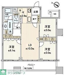 JR埼京線 大宮駅 徒歩6分の賃貸マンション 5階3LDKの間取り