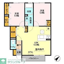 JR京浜東北・根岸線 大宮駅 バス13分 西遊馬消防出張所下車 徒歩3分の賃貸アパート 1階2LDKの間取り