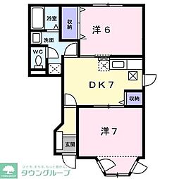 JR東北本線 蓮田駅 バス12分 西新宿下車 徒歩3分の賃貸アパート 1階2DKの間取り