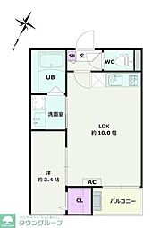 湘南新宿ライン高海 北本駅 徒歩7分の賃貸アパート 1階1LDKの間取り