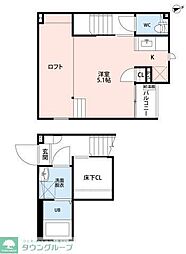 JR川越線 指扇駅 徒歩10分の賃貸アパート 1階1Kの間取り