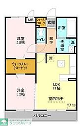 JR東北本線 土呂駅 徒歩12分の賃貸アパート 1階2LDKの間取り