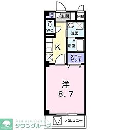 サニーインプレス 1Kの間取図画像