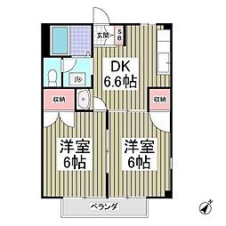 グリーンハイツA 2DKの間取図画像