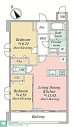 MOCXION KAWA 2LDKの間取図画像