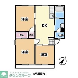パナハイツヤマダB 3DKの間取図画像