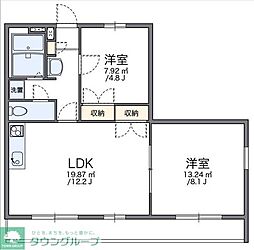 レオパレスゴールドレジデンス城北C 2LDKの間取図画像