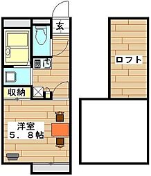 レオパレスイースト5 1Kの間取図画像