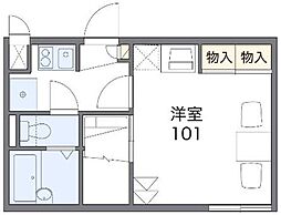 レオパレスウエストパレス1 1Kの間取図画像