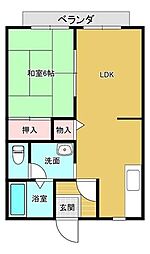 サンライフ加須B 1LDKの間取図画像