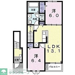 クレッセント 2LDKの間取図画像