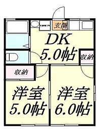 シティハイムみすず 2DKの間取図画像