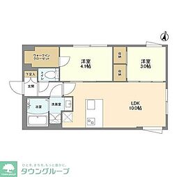 ウェルスクエア方南町II 1階2LDKの間取り