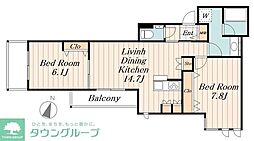 Ｌ’ｓ　Ｐｌｕｓ　豊玉南 2階2LDKの間取り