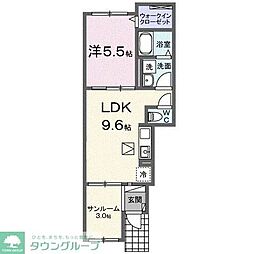 フォーマルハウト 1階1LDKの間取り