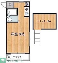 ファミールアライ 2階1Kの間取り