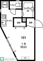 PAO上石神井 1階ワンルームの間取り