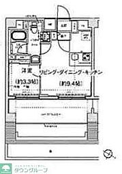 スパシエ幡ヶ谷 7階1LDKの間取り