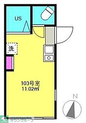 サンマルコパーク 1階ワンルームの間取り