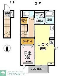 サニーフラット 2階1LDKの間取り