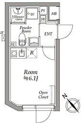 アトリオフラッツ野方 2階ワンルームの間取り