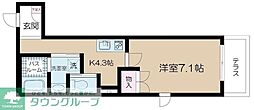 アルム西新宿 2階1Kの間取り