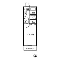 ウィズ中村橋I 1階1Kの間取り