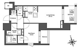 LIBR GRANT 西新宿WEST 5階1LDKの間取り