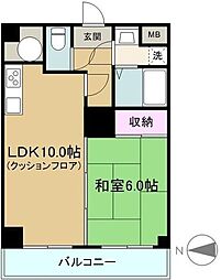 クレアパーク野方 3階2DKの間取り