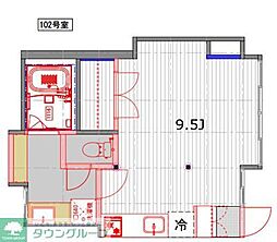 ピソス四谷 1階ワンルームの間取り