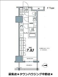パークハビオ東中野 3階ワンルームの間取り
