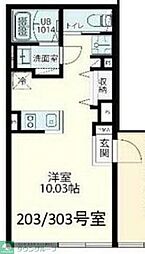 Ｆｏｌｓ　Ｃｌａｓｓ　四谷三丁目 303 3階ワンルームの間取り
