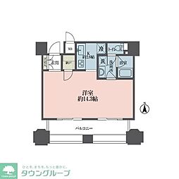 ルネ新宿御苑タワー 0407 4階ワンルームの間取り